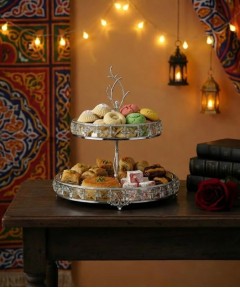 SILVER DOUBLE-LAYERED CRYSTAL SERVING DISH 18-25cm